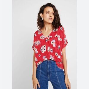 Madewell Red Floral Blouse